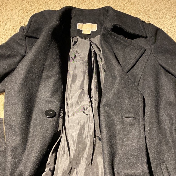Black Michael Kors Wool Blend Coat - Picture 3 of 14